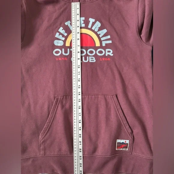 Vans Outdoor Club Hoodie 🌄 Retro Trail Graphic – Size S – Maroon & Mint - Picture 7 of 10